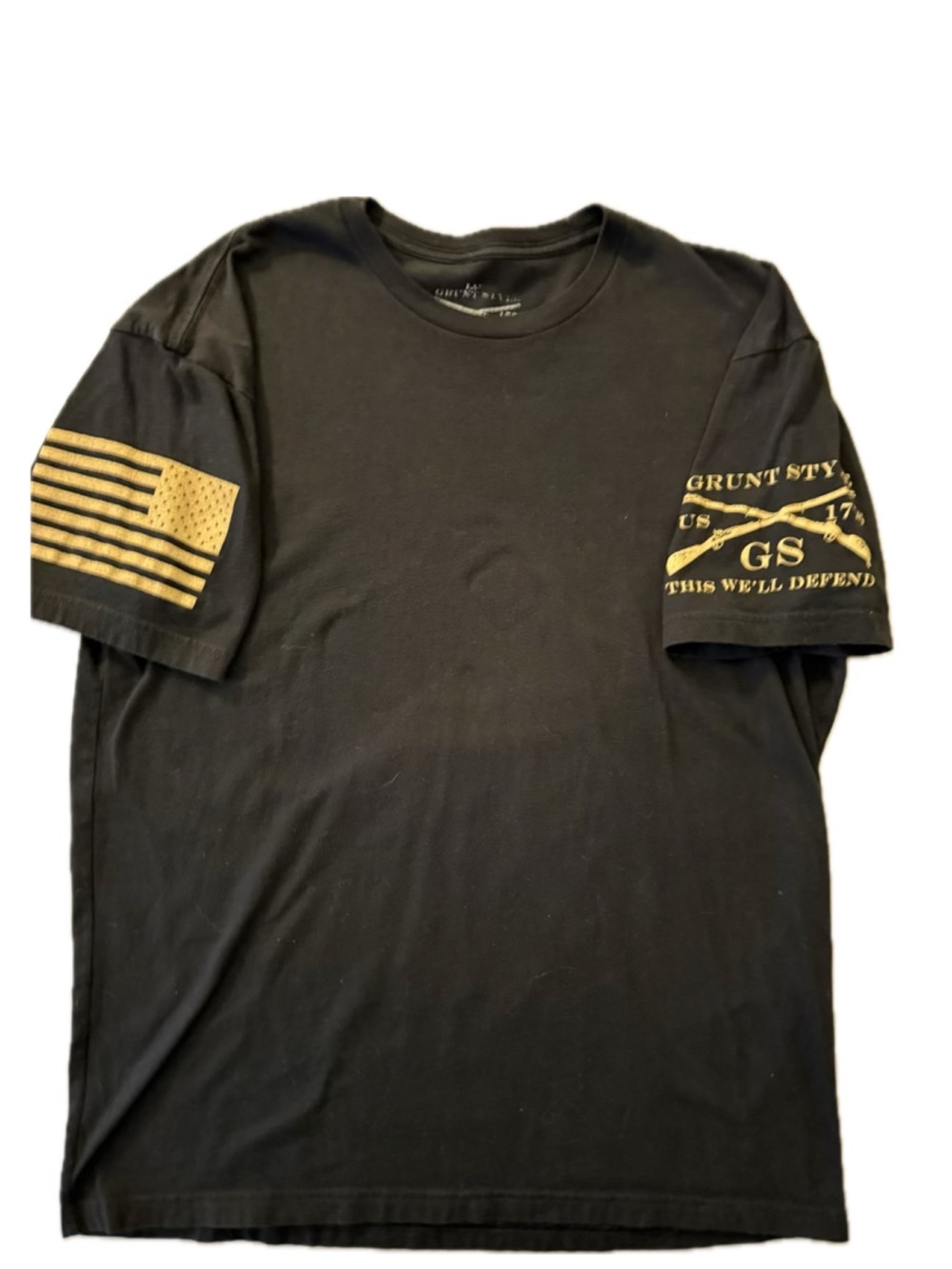 Grunt Style Men's Black Graphic Tee - GS Flag Detail